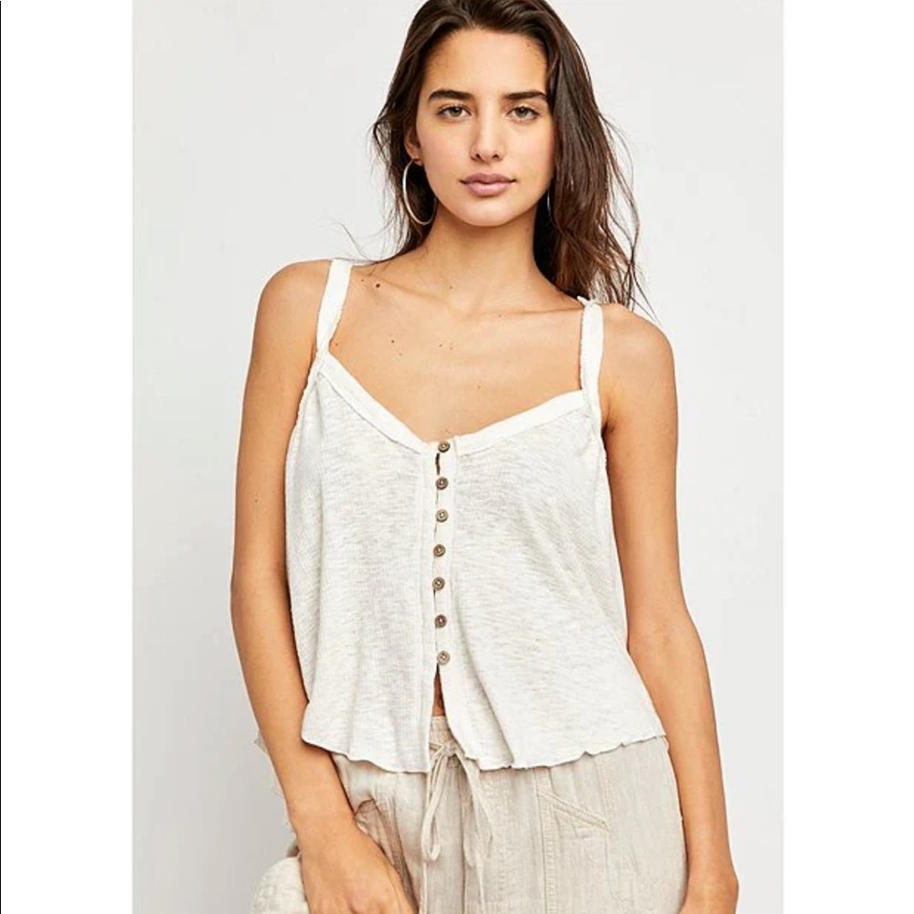 Free People Dream Weaver V-Neck Sharkbite Hem Tank